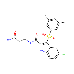 Cc1cc(C)cc(S(=O)(=O)c2c(C(=O)NCCC(N)=O)[nH]c3ccc(Cl)cc23)c1 ZINC000040402512