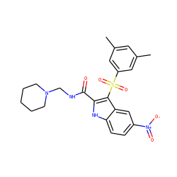 Cc1cc(C)cc(S(=O)(=O)c2c(C(=O)NCN3CCCCC3)[nH]c3ccc([N+](=O)[O-])cc23)c1 ZINC000071296808
