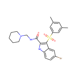 Cc1cc(C)cc(S(=O)(=O)c2c(C(=O)NCN3CCCCC3)[nH]c3ccc(Br)cc23)c1 ZINC000071316592