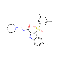 Cc1cc(C)cc(S(=O)(=O)c2c(C(=O)NCN3CCCCC3)[nH]c3ccc(Cl)cc23)c1 ZINC000071329838