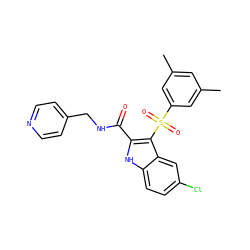 Cc1cc(C)cc(S(=O)(=O)c2c(C(=O)NCc3ccncc3)[nH]c3ccc(Cl)cc23)c1 ZINC000095552096