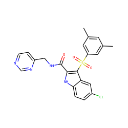 Cc1cc(C)cc(S(=O)(=O)c2c(C(=O)NCc3ccncn3)[nH]c3ccc(Cl)cc23)c1 ZINC000299836456