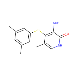 Cc1cc(C)cc(Sc2c(C)c[nH]c(=O)c2N)c1 ZINC000000022099