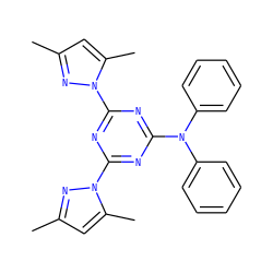 Cc1cc(C)n(-c2nc(N(c3ccccc3)c3ccccc3)nc(-n3nc(C)cc3C)n2)n1 ZINC000000788028