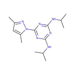 Cc1cc(C)n(-c2nc(NC(C)C)nc(NC(C)C)n2)n1 ZINC000000209035