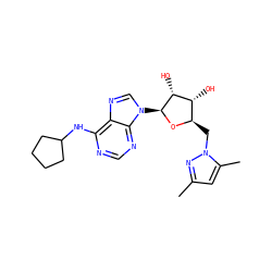Cc1cc(C)n(C[C@H]2O[C@@H](n3cnc4c(NC5CCCC5)ncnc43)[C@H](O)[C@@H]2O)n1 ZINC001772625349