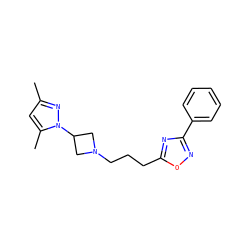 Cc1cc(C)n(C2CN(CCCc3nc(-c4ccccc4)no3)C2)n1 ZINC000071880639