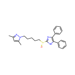 Cc1cc(C)n(CCCCC[S@@+]([O-])c2nc(-c3ccccc3)c(-c3ccccc3)[nH]2)n1 ZINC000011686745