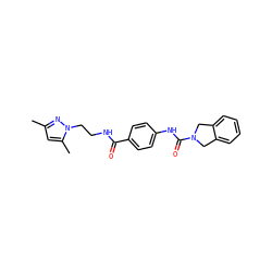 Cc1cc(C)n(CCNC(=O)c2ccc(NC(=O)N3Cc4ccccc4C3)cc2)n1 ZINC000166024856