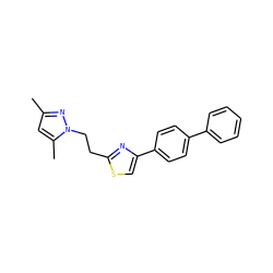 Cc1cc(C)n(CCc2nc(-c3ccc(-c4ccccc4)cc3)cs2)n1 ZINC000003207194