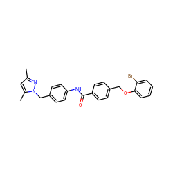 Cc1cc(C)n(Cc2ccc(NC(=O)c3ccc(COc4ccccc4Br)cc3)cc2)n1 ZINC000000651347