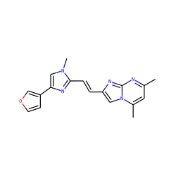 Cc1cc(C)n2cc(/C=C/c3nc(-c4ccoc4)cn3C)nc2n1 ZINC000117849231