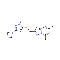 Cc1cc(C)n2nc(CCc3nc(N4CCC4)nn3C)nc2n1 ZINC000210640554