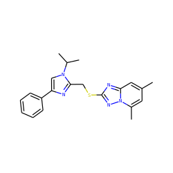 Cc1cc(C)n2nc(SCc3nc(-c4ccccc4)cn3C(C)C)nc2c1 ZINC000113422798