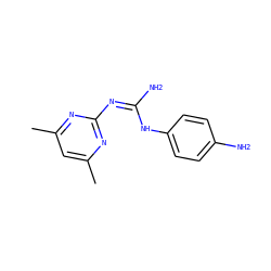 Cc1cc(C)nc(/N=C(/N)Nc2ccc(N)cc2)n1 ZINC000006194564
