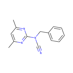 Cc1cc(C)nc(N(C#N)Cc2ccccc2)n1 ZINC000000242603