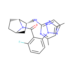 Cc1cc(C)nc(N[C@@H]2C[C@H]3CC[C@H]2N3C(=O)c2c(F)cccc2-n2nccn2)n1 ZINC000473170613