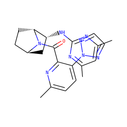 Cc1cc(C)nc(N[C@@H]2C[C@H]3CC[C@H]2N3C(=O)c2nc(C)ccc2-n2nccn2)n1 ZINC000226071528