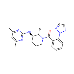 Cc1cc(C)nc(N[C@@H]2CCCN(C(=O)c3ccccc3-n3nccn3)[C@H]2C)n1 ZINC000218398952