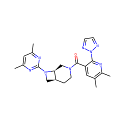 Cc1cc(C)nc(N2C[C@@H]3CCN(C(=O)c4cc(C)c(C)nc4-n4nccn4)C[C@@H]32)n1 ZINC000145586897