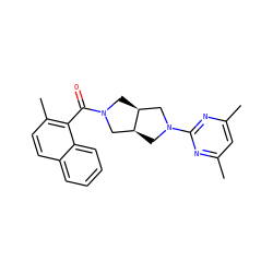 Cc1cc(C)nc(N2C[C@H]3CN(C(=O)c4c(C)ccc5ccccc45)C[C@H]3C2)n1 ZINC000116825579