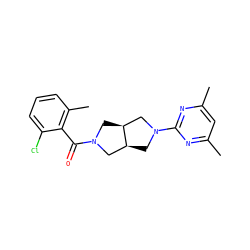 Cc1cc(C)nc(N2C[C@H]3CN(C(=O)c4c(C)cccc4Cl)C[C@H]3C2)n1 ZINC000116821881