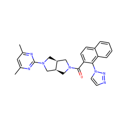 Cc1cc(C)nc(N2C[C@H]3CN(C(=O)c4ccc5ccccc5c4-n4ccnn4)C[C@H]3C2)n1 ZINC000167132384