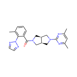 Cc1cc(C)nc(N2C[C@H]3CN(C(=O)c4cccc(C)c4-n4nccn4)C[C@H]3C2)n1 ZINC000116824354