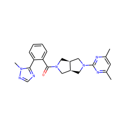 Cc1cc(C)nc(N2C[C@H]3CN(C(=O)c4ccccc4-c4ncnn4C)C[C@H]3C2)n1 ZINC000116826518