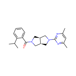 Cc1cc(C)nc(N2C[C@H]3CN(C(=O)c4ccccc4C(C)C)C[C@H]3C2)n1 ZINC000116823976