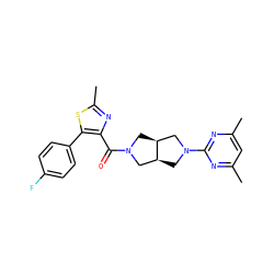 Cc1cc(C)nc(N2C[C@H]3CN(C(=O)c4nc(C)sc4-c4ccc(F)cc4)C[C@H]3C2)n1 ZINC000116825560