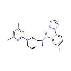 Cc1cc(C)nc(N2CC[C@@H]3CN(C(=O)c4cc(F)ccc4-n4nccn4)[C@H]3C2)n1 ZINC000096282654