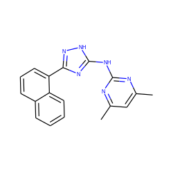 Cc1cc(C)nc(Nc2nc(-c3cccc4ccccc34)n[nH]2)n1 ZINC000006922221