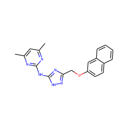 Cc1cc(C)nc(Nc2nc(COc3ccc4ccccc4c3)n[nH]2)n1 ZINC000009318012