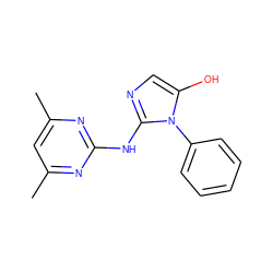 Cc1cc(C)nc(Nc2ncc(O)n2-c2ccccc2)n1 ZINC000008549384