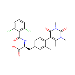 Cc1cc(C[C@H](NC(=O)c2c(Cl)cccc2Cl)C(=O)O)ccc1-c1c(C)n(C)c(=O)n(C)c1=O ZINC000034251583