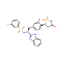 Cc1cc(C[C@H](NS(=O)(=O)c2cccc(Cl)c2)c2nc3ccccc3[nH]2)ccc1[C@@H]1CC(=O)NS1(=O)=O ZINC000036088655