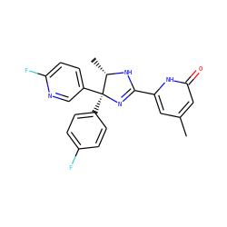 Cc1cc(C2=N[C@@](c3ccc(F)cc3)(c3ccc(F)nc3)[C@H](C)N2)[nH]c(=O)c1 ZINC000071295953