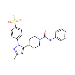 Cc1cc(C2CCN(C(=O)Nc3ccccc3)CC2)n(-c2ccc(S(C)(=O)=O)cc2)n1 ZINC000096283713