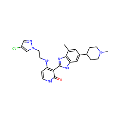 Cc1cc(C2CCN(C)CC2)cc2[nH]c(-c3c(NCCn4cc(Cl)cn4)cc[nH]c3=O)nc12 ZINC000040864548