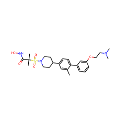 Cc1cc(C2CCN(S(=O)(=O)C(C)(C)C(=O)NO)CC2)ccc1-c1cccc(OCCN(C)C)c1 ZINC000028970169