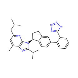 Cc1cc(CC(C)C)nc2c1nc(C(C)C)n2[C@H]1CCc2cc(-c3ccccc3-c3nnn[nH]3)ccc21 ZINC000072109152