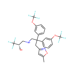 Cc1cc(CC(CNC[C@H](O)C(F)(F)F)(c2cccc(OC(F)(F)F)c2)c2cccc(OC(F)(F)F)c2)no1 ZINC000114405531