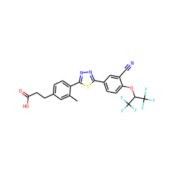 Cc1cc(CCC(=O)O)ccc1-c1nnc(-c2ccc(OC(C(F)(F)F)C(F)(F)F)c(C#N)c2)s1 ZINC000038147467