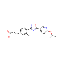 Cc1cc(CCC(=O)O)ccc1-c1noc(-c2ccc(OC(C)C)nc2)n1 ZINC000038157800
