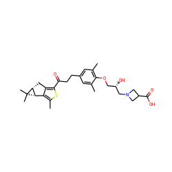 Cc1cc(CCC(=O)c2sc(C)c3c2C[C@@H]2[C@H]3C2(C)C)cc(C)c1OC[C@H](O)CN1CC(C(=O)O)C1 ZINC000036479218