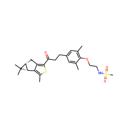 Cc1cc(CCC(=O)c2sc(C)c3c2C[C@@H]2[C@H]3C2(C)C)cc(C)c1OCCNS(C)(=O)=O ZINC000036479711