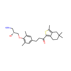 Cc1cc(CCC(=O)c2sc(C)c3c2CCC(C)(C)C3)cc(C)c1OC[C@H](O)CN ZINC000036478064