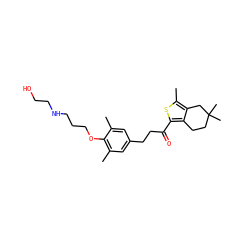 Cc1cc(CCC(=O)c2sc(C)c3c2CCC(C)(C)C3)cc(C)c1OCCCNCCO ZINC000103258631