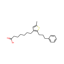 Cc1cc(CCCCCCC(=O)O)c(CCCc2ccccc2)s1 ZINC000013726622